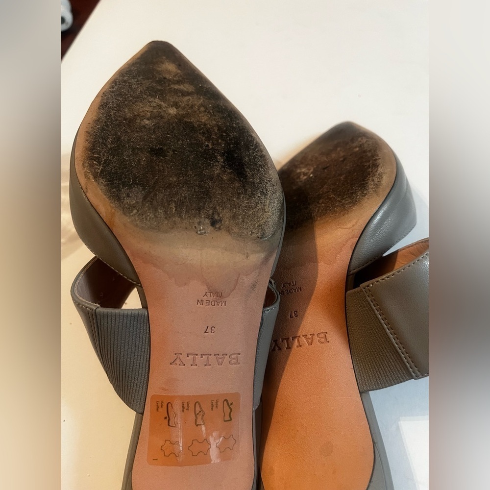Bally Jemima buckle-detail mules Gray Kitten Heel Sz 37 US 7 Women - Picture 3 of 12